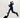 A runner's shadow cast on the pavement while holding a phone during a daytime workout.